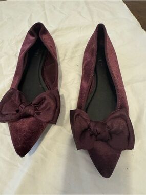 Old Navy Pointed Velvet Bow Flats - Plum